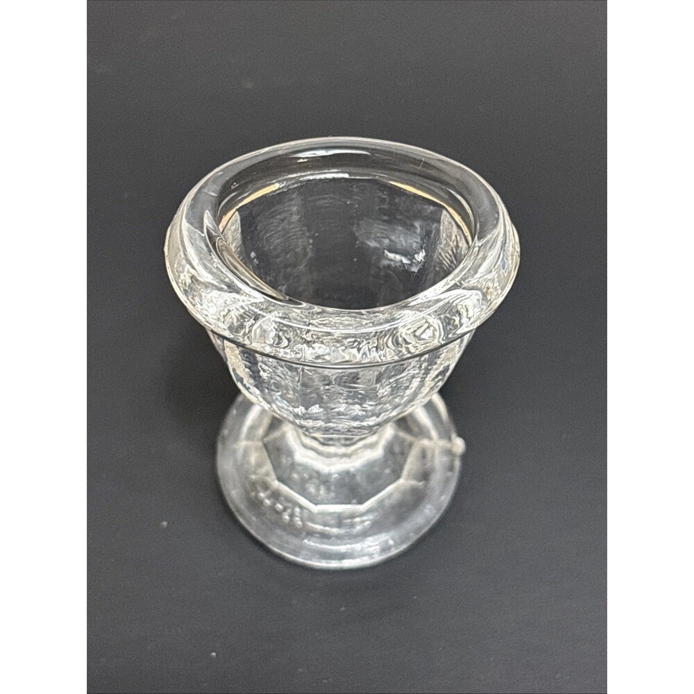 Vintage Clear Glass Eye Wash Cup Pedestal Footed Eyewash Medical 2”